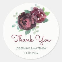 Burgund Rose Wasserfarbenhochzeit Danke