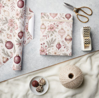 Burgund & Rosé-Weihnachtspapier Geschenkpapier