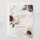 Burgund-Rose, Weinglas, Bridal Luncheon Einladung (Vorderseite)