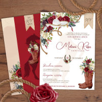 Burgund Rose Western Charro Spanisch Quinceañera