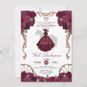 Burgund Rose Western Quinceañera Einladung (Vorderseite)