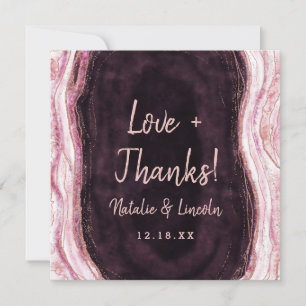 Burgund & Roségold Geode Liebe und Dank Quadrat Dankeskarte