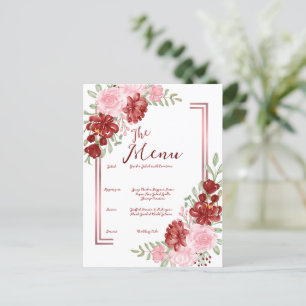 Burgund & Rosen Florale Hochzeit Postkarte