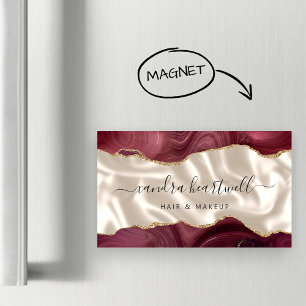Burgund-Rot Achat Gold Glitter Luxus Magnetische Visitenkarte