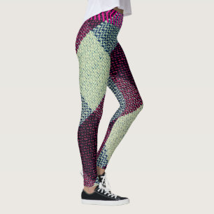 Burgund-Rot gestreifte Leggings mit V-Form