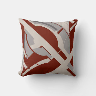 Burgund-Rot Grau Taupe Diagonales Design Kissen