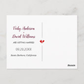 Burgund, rot rosa Hochzeit Speichern Sie das Date  Postkarte (Rückseite)
