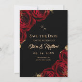 Burgund-rot-rote Rose Florale Hochzeit Save The Date (Vorderseite)