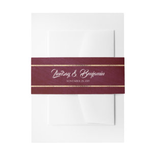 Burgund Rot und Gold Streifen Hochzeit Einladungsbanderole