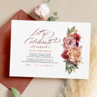 Burgund Rot und Orange Floral Fall Ihr Geburtstag