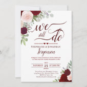 Burgund Rot und Rosa Blüte Wir machen immer noch e Einladung (Vorderseite)