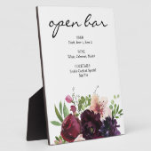 Burgund Rot und Rosa Blütenrosa Blütenzeichen Bar  Fotoplatte (Seite)