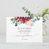 Burgund Rot und Rosa werden Sie meine Trauzeugin s Einladung (Stehend Vorderseite)