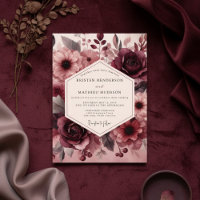 Burgund-Rot-Üppige-Blüten-Romanze-Hochzeit