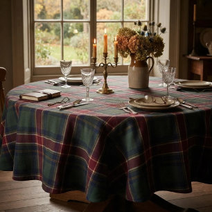 Burgund-Rot Waldgrün Navy Heritage Tartan Tischdecke