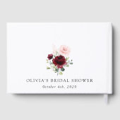 Burgund Rote Blume, rosa Blume, Brautparty Gästebuch (Rückseite)