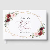 Burgund Rote Blume, rosa Blume, Brautparty Gästebuch (Vorderseite)