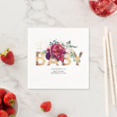 Burgund Rote Blume und Goldtypografie Serviette (Beispiel)