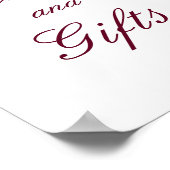 Burgund Rote Blumenkarten und Geschenke Hochzeitsp Poster (Ecke)