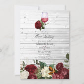 Burgund Rote Flora Brautparty zum Thema Wein Einladung (Vorderseite)