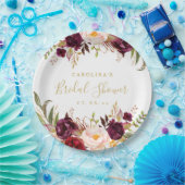 Burgund Rote Flora Rustikales Brautparty Pappteller (Party)