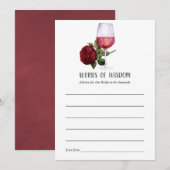 Burgund Rote Flora Weinprobe Brautparty Hinweiskarte (Vorne/Hinten)