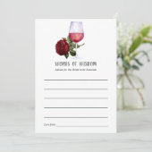 Burgund Rote Flora Weinprobe Brautparty Hinweiskarte (Stehend Vorderseite)