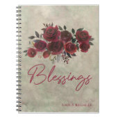Burgund Rote Rose Bloral Segings Prayer Journal Notizblock (Vorderseite)