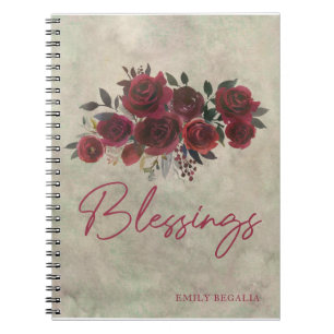 Burgund Rote Rose Bloral Segings Prayer Journal Notizblock