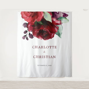 Burgund Rote Rose Blume Hochzeitsband Wandteppich