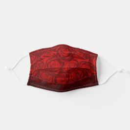 Burgund Rote Rose Schwarzes Floral Muster Mund-Nasen-Maske Aus Stoff