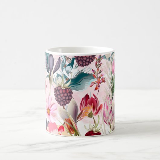 Burgund Rote Rustikale Blume Blumenlandschaft Kaffeetasse (Mittel)