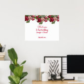 Burgund Rote Rustikale Rose Hochzeit Begrüßung Poster (Heimbüro)