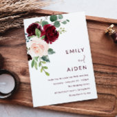 Burgund Roter Wein & Blush Bloral Wedding Einladung