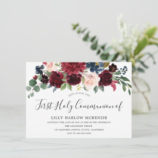 Burgund Roter Wein Einladung zur Heiligen Kommune (Stehend Vorderseite)