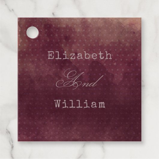 Burgund Roter Wein Wasserfall Herbsthochzeit Geschenkanhänger (Vorderseite)