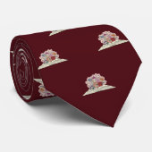 Burgund Rotes Buch & Blume Abschluss Männer Krawatte (Gerollt)