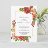 Burgund Rotes Korallenriff Rosa Post-Hochzeit Brun Einladung (Stehend Vorderseite)