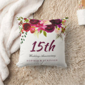 Burgund Ruby Red Floral 15. Hochzeitstag Kissen (Decke)