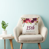 Burgund Ruby Red Floral 15. Hochzeitstag Kissen (Stuhl )
