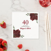 Burgund Ruby Rote Rose 40. Hochzeitstag Serviette (Beispiel)