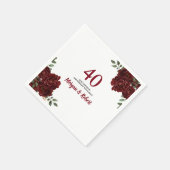 Burgund Ruby Rote Rose 40. Hochzeitstag Serviette (Ecke)
