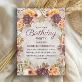 Burgund Rust Orange Bloral Women's Birthday Einladung