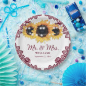 Burgund Rustic Chic Lace Sonnenblumenhochzeit Pappteller (Party)