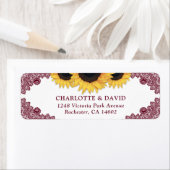 Burgund Rustic Chic Sonnenblume Rücksendeadresse (Insitu)