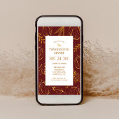 Burgund Rustic Gold Muster Erntedank Dinner Einladung