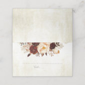 Burgund Rustikale Blume Hochzeit Platzkarte (Außenseite Aufgefaltet)