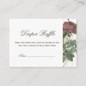 Burgund Rustikale Blüte Moderne Windeln Raffle Bab Begleitkarte (Vorderseite)