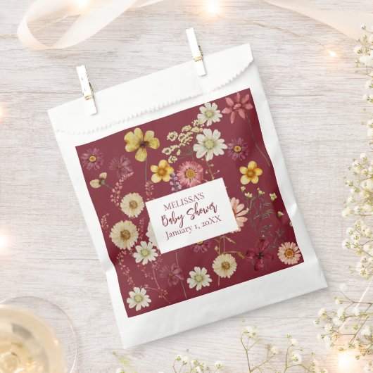 Burgund rustikale bohische Wildblume Geschenktütchen (Ausgeschnitten)