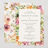 Burgund Rustikale Botanische Wasserfarbenhochzeit Einladung (Vorne/Hinten)